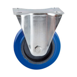 Roulette sur platine rectangulaire caoutchouc bleu - AVL