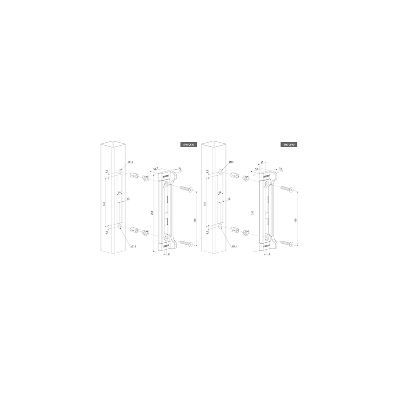 Gâche centrale double empennage à butée portillon - LOCINOX
