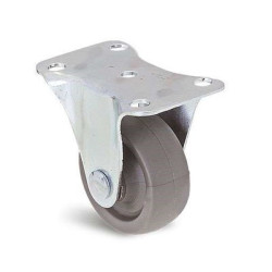 Roulette tôle d'acier emboutie sur platine roue caoutchouc thermoplastique Ø42 - GUITEL HERVIEU