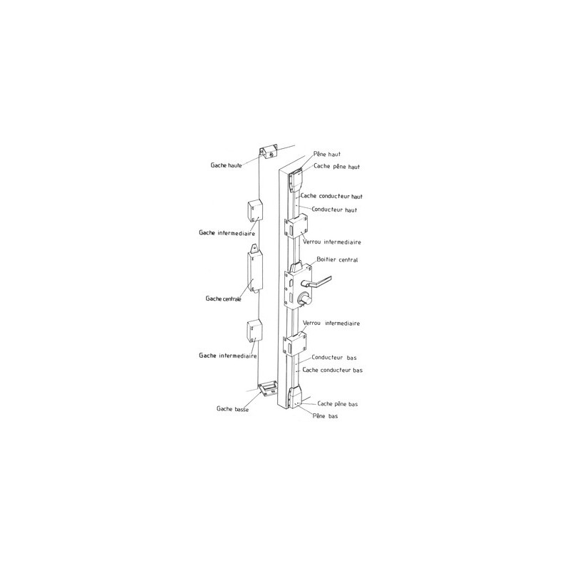 Mécanisme de serrure verticale à fouillot MUTLIPOINTS type 787 - FICHET