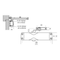 Ferme-porte TS 1000 C54 bras compas force 2 à 3 argent - GEZE