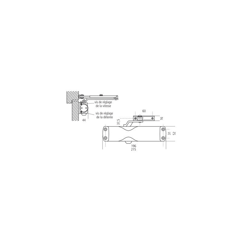 Ferme-porte TS 1000 C54 bras compas force 2 à 3 argent - GEZE