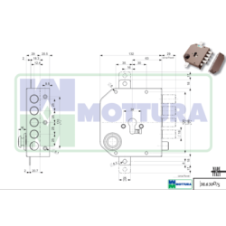 Serrure applique 3 points horizontale à tirage profil européen 38.630 - MOTTURA