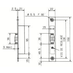 Serrure à encastrer monopoint à rouleau réglable série 23 avec gâche - METALUX