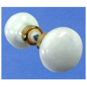Bouton rond double sphère porcelaine laiton/blanc - MERIGOUS