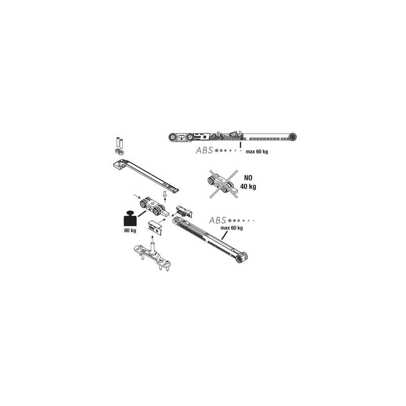 Kit de fermeture et d'ouverture amortisseur ABS pour rail 0400 - KOBLENZ