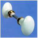 Bouton ovale double sphère porcelaine laiton/blanc - MERIGOUS