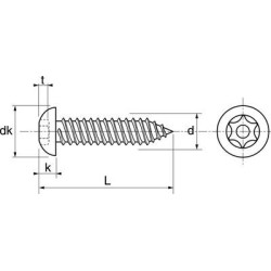 Vis tôle tête bombée inviolable TORX inox A2 - ACTON