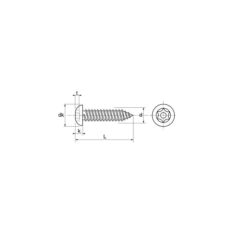 Vis tôle tête bombée inviolable TORX inox A2 - ACTON