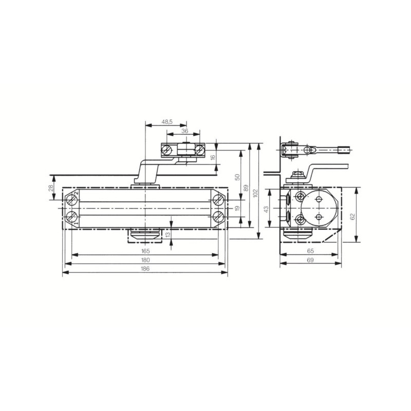 Ferme-porte TS77 bras compas force 3 argent - DORMAKABA