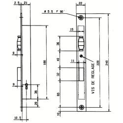 Serrure à encastrer monopoint à rouleau clé 4 gorges série 4 - METALUX