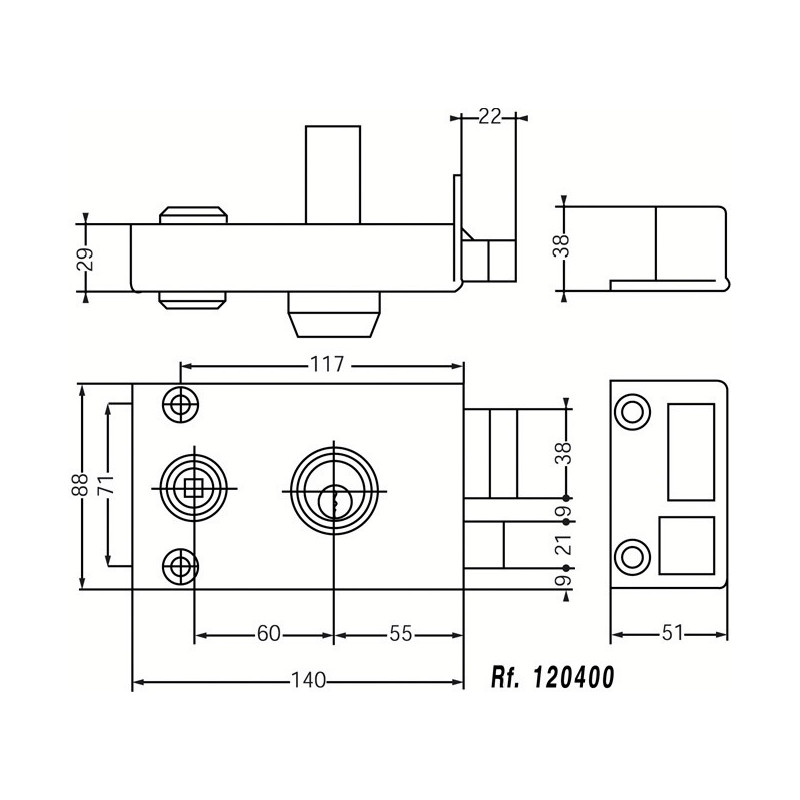 Serrure applique monopoint horizontale à fouillot VEGA varié - JPM