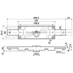 Coffre de serrure multipoint horizontale profil rond rideau métallique A211 / A212 - PREFER