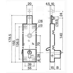 Serrure applique monopoint verticale à fouillot porte de garage basculante 6561 - PREFER