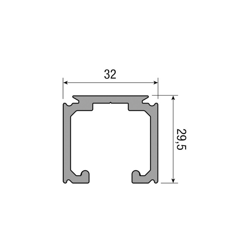 Rail aluminium pour coulissant suspendue 80-120 Kg 0500 10 - KOBLENZ