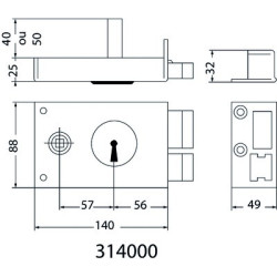 Serrure applique monopoint horizontale à fouillot clé 4 gorges de grille - JPM