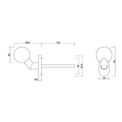 Bouton sphère sur rosace étroite déporté inox - COGEFERM