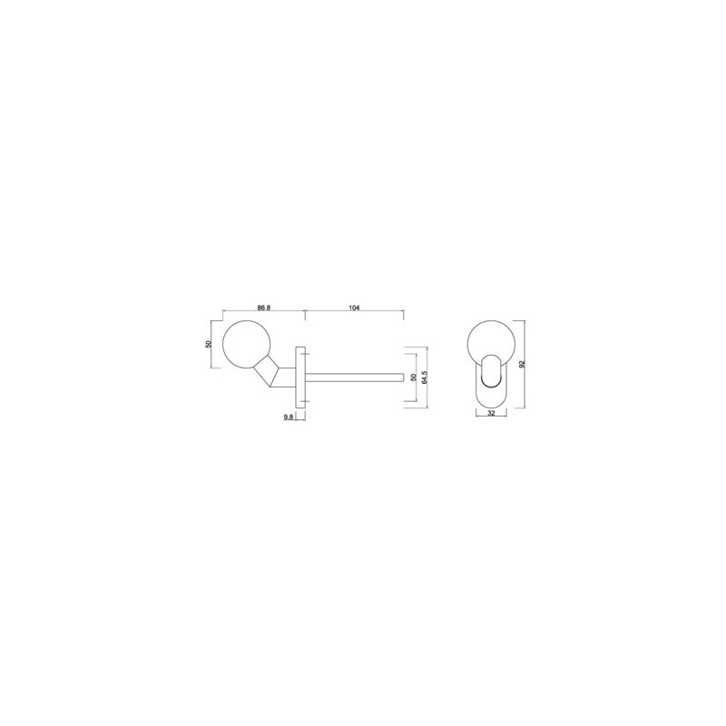 Bouton sphère sur rosace étroite déporté inox - COGEFERM