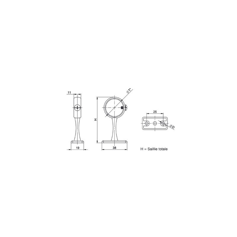 Support piton rond acier noir pour tube de penderie noir - COGEFERM
