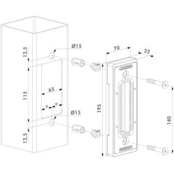 Gâche avec fixation QUICK-FIX serrure coulissant - LOCINOX