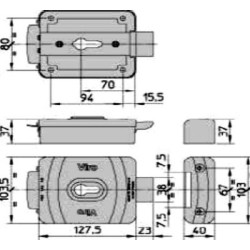 Serrure électrique en applique à pêne dormant pour cylindre européen 12VCA V90 - VIRO