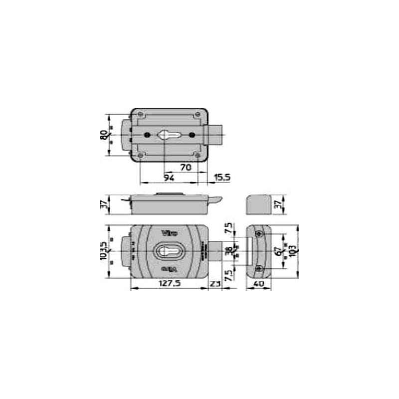 Serrure électrique en applique à pêne dormant pour cylindre européen 12VCA V90 - VIRO