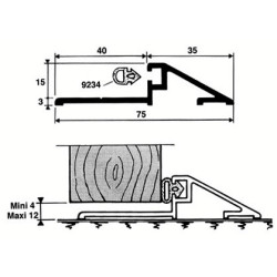Profil de seuil aluminium brut 75 mm 4 mètres 4113 - VACHETTE
