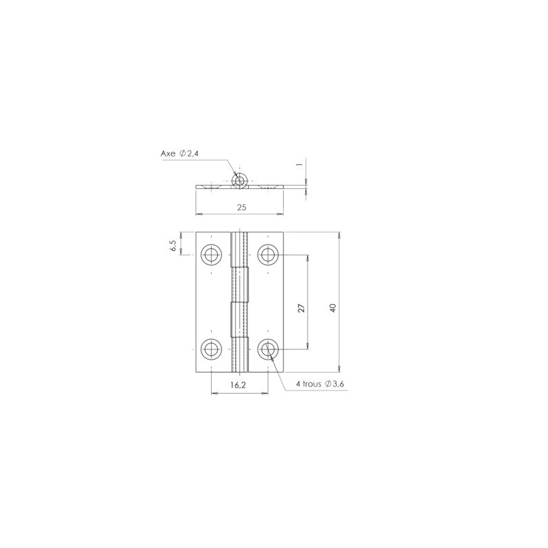 Charnière rectangulaire acier zingué 1001 - MONIN