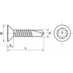 Vis autoperceuse tête fraisée 6 lobes inox A2 - ACTON