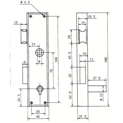 Serrure applique monopoint verticale à fouillot 4 gorges 10-40 - METALUX