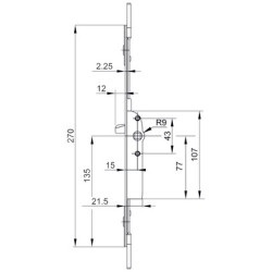Crémone têtière ajustable avec panneton F15 G-20396 - FERCO
