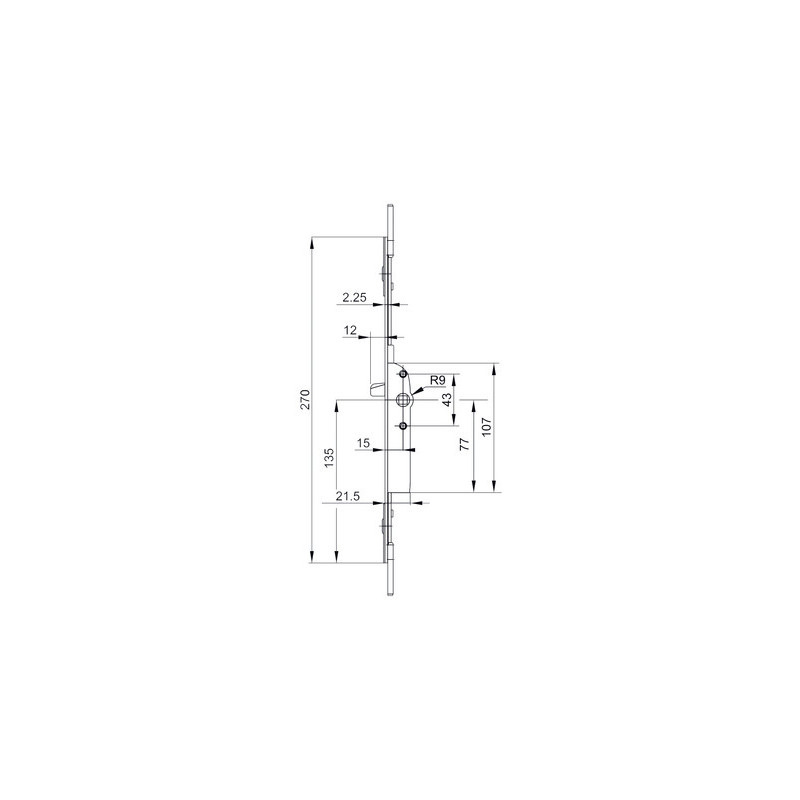 Crémone têtière ajustable avec panneton F15 G-20396 - FERCO