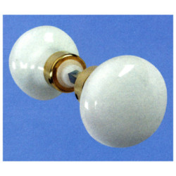 Bouton rond double sphère porcelaine laiton/blanc - MERIGOUS