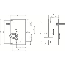 Serrure applique monopoint verticale à tirage clé 4 gorges 802 - METALUX