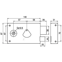 Serrure applique monopoint horizontale à fouillot clé 4 gorges de grille - DEVISMES