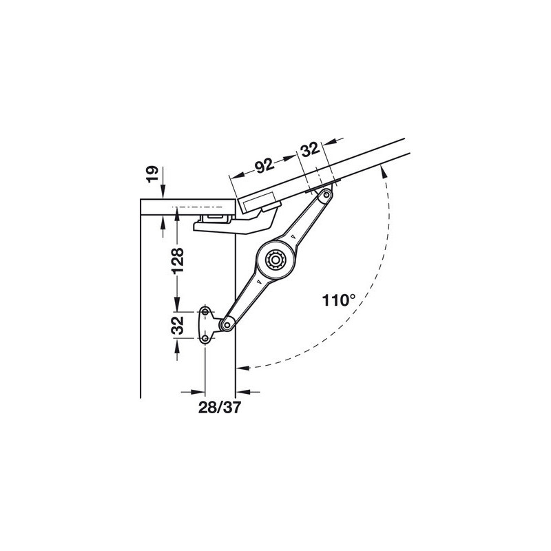 Ferrure pour relevants et abattants DUO STANDARD - HAFELE