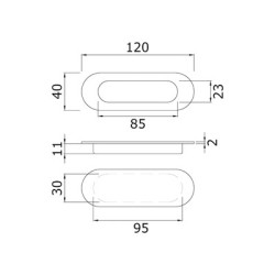 Poignée de meuble cuvette ovale inox - DESIGN MAT