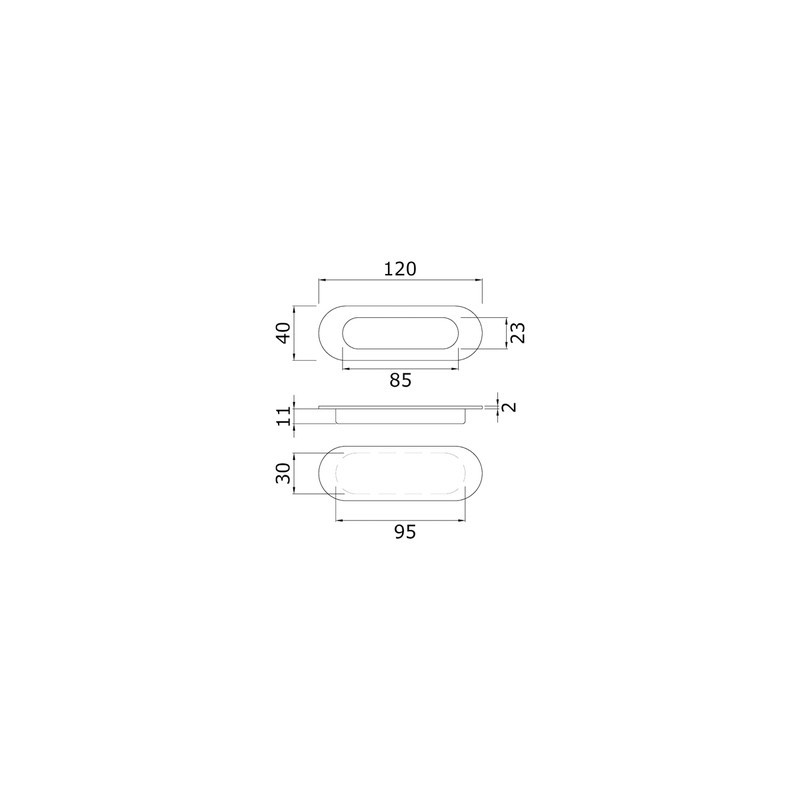 Poignée de meuble cuvette ovale inox - DESIGN MAT