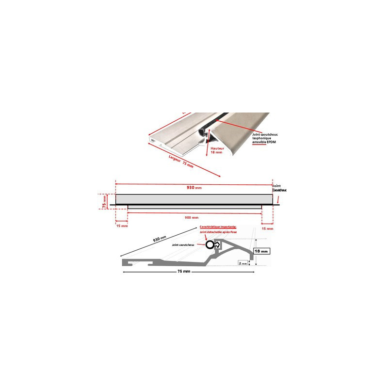 Seuil suisse avec joint 93 cm - COGEFERM