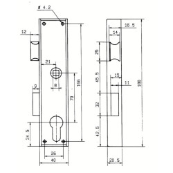 Serrure applique monopoint verticale à fouillot cylindre européen 11-40 - METALUX