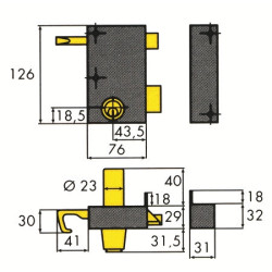 Serrure applique monopoint verticale à tirage poussant ZENITH 571 - ISEO