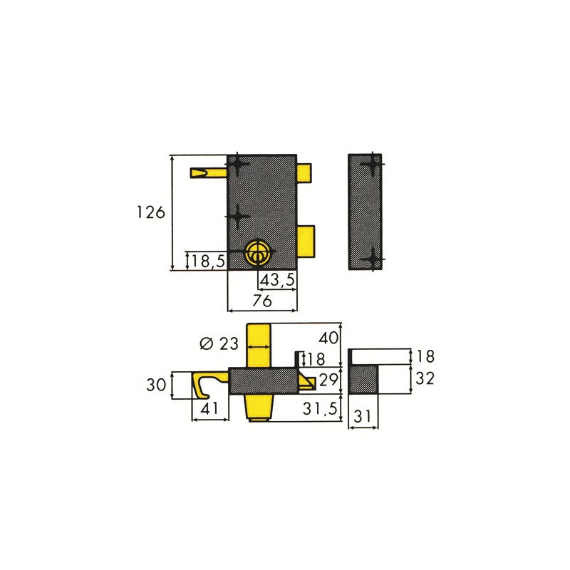 Serrure applique monopoint verticale à tirage poussant ZENITH 571 - ISEO
