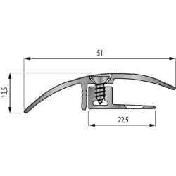 Barre de seuil à visser 2700 mm 2 niveaux strié aluminium naturel - DINAC
