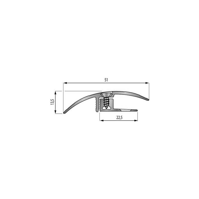 Barre de seuil à visser 2700 mm 2 niveaux strié aluminium naturel - DINAC