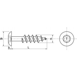 Vis penture tête large torx inox A2 - ACTON