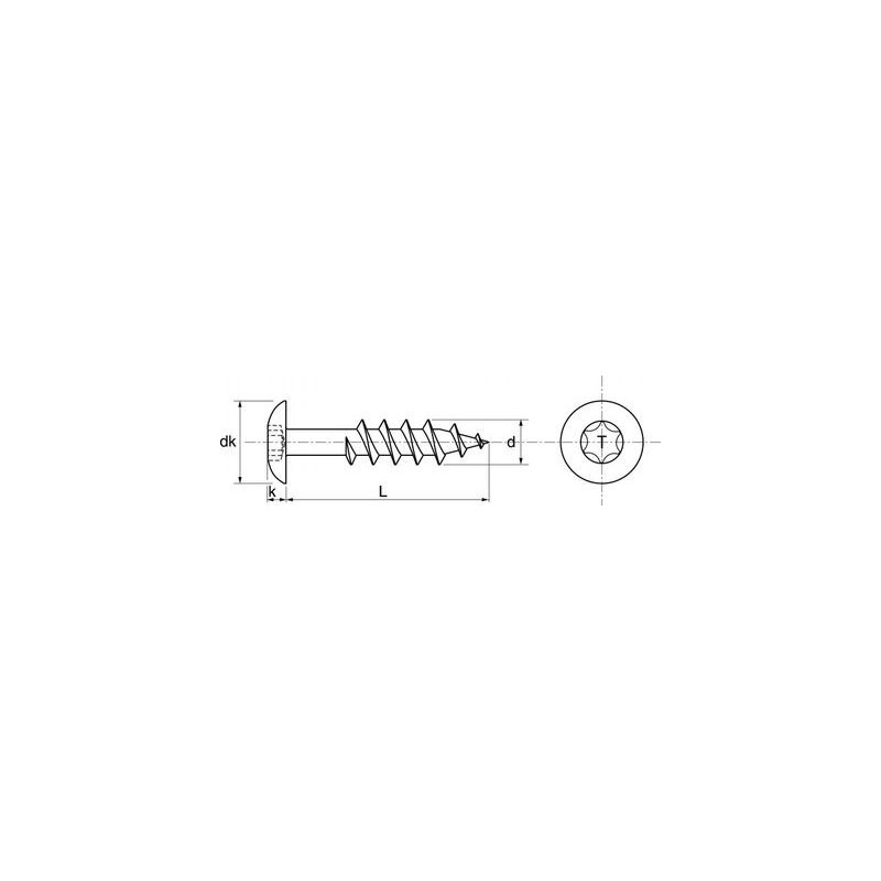 Vis penture tête large torx inox A2 - ACTON