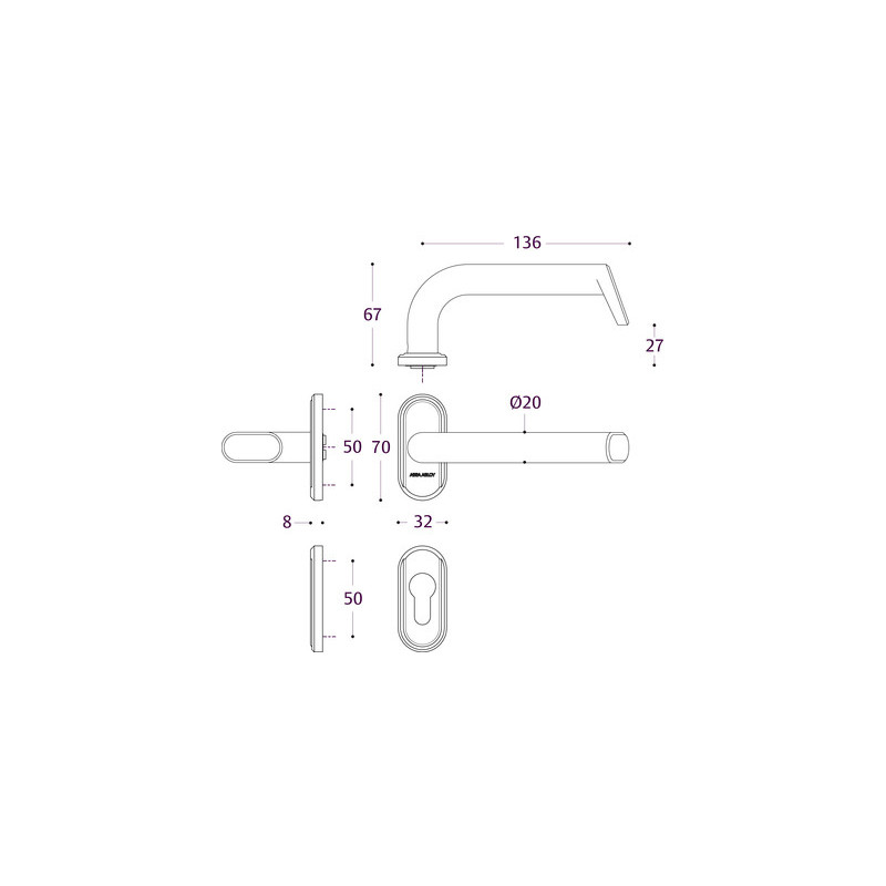 Ensemble sur rosace étroite VERCY AH200 - BEZAULT ASSA ABLOY Ensemble sur rosace étroite VERCY AH200 - BEZAULT ASSA ABLOY
