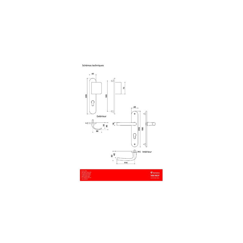 Ensemble sur plaque palière EA195 LOGIO ONYX - BEZAULT ASSA ABLOY Ensemble sur plaque palière EA195 LOGIO ONYX - BEZAULT ASSA ABLOY