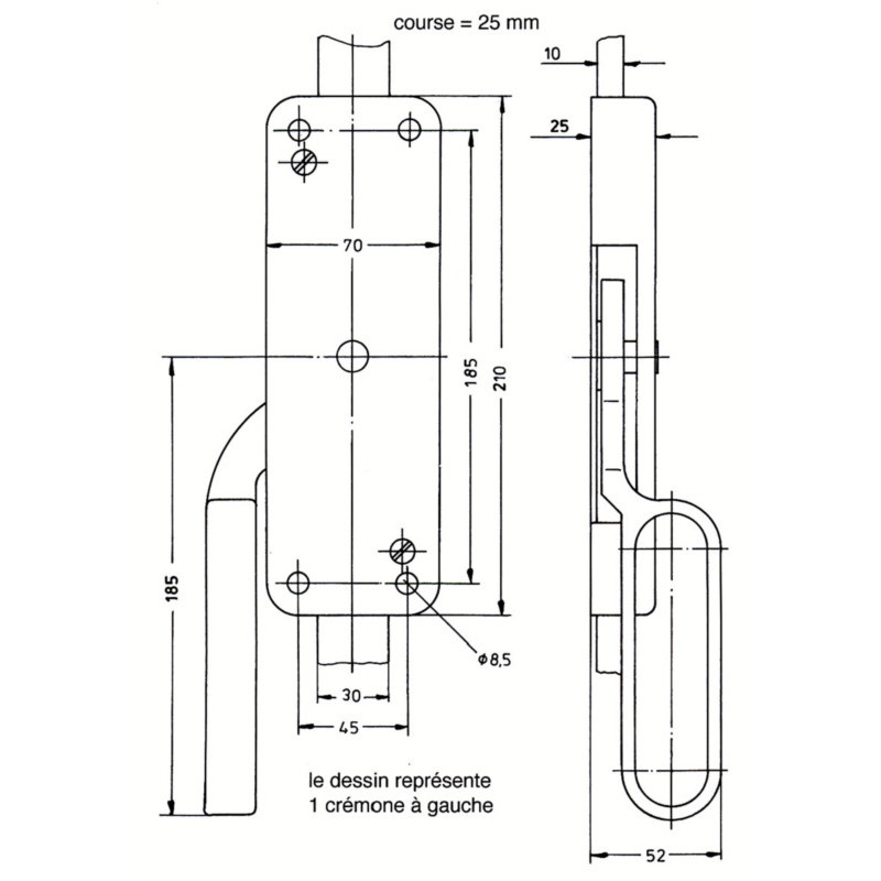 Crémone pompier porte pliante - WSS Crémone pompier porte pliante - WSS