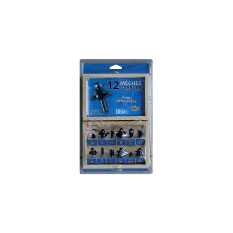 Coffret 12 mèches de défonceuse assorties carbure - LEMAN Coffret 12 mèches de défonceuse assorties carbure - LEMAN